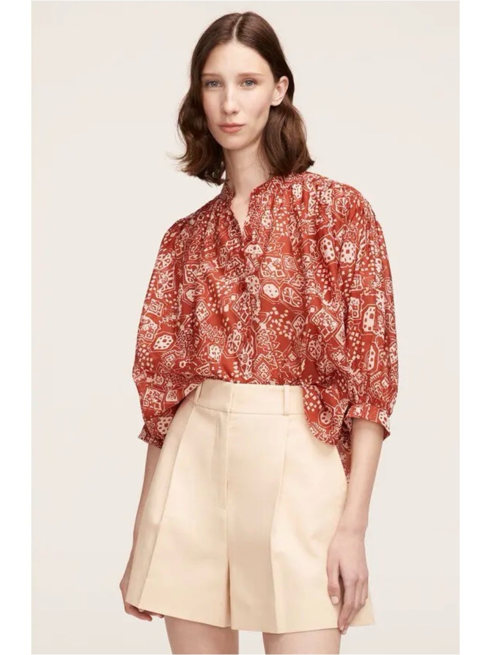 Rust Paisley Print Women’s Blouse